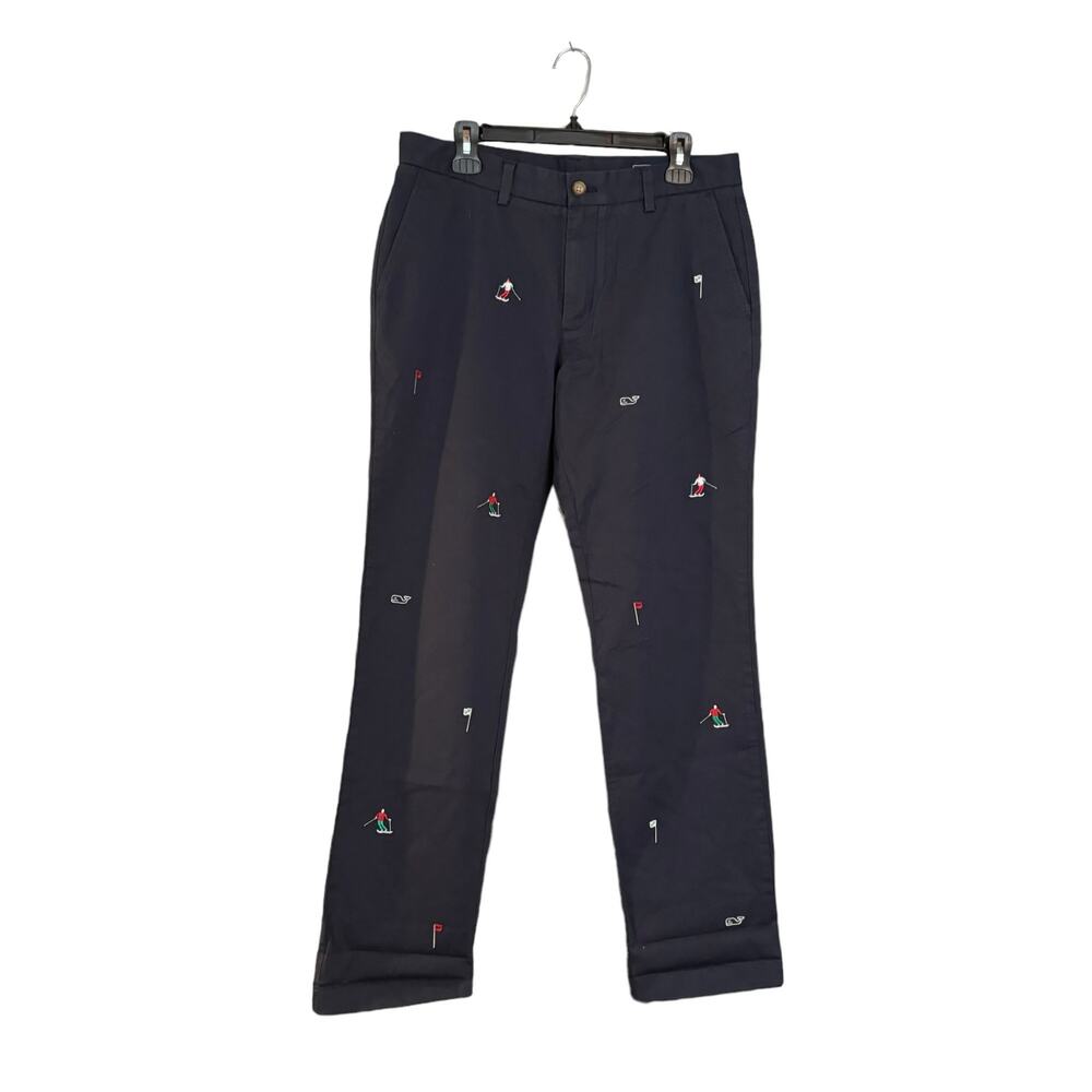 Vineyard Vines Breaker Pants Embroidered Skiers Blue Mens 32 x 32 Preppy